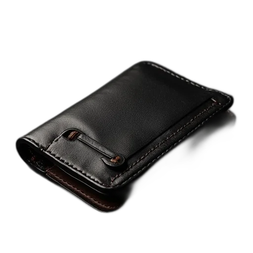 black, leather, wallet, tag transparent PNG cut-out