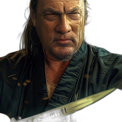 jacket, face, sword, staff transparent PNG cut-out