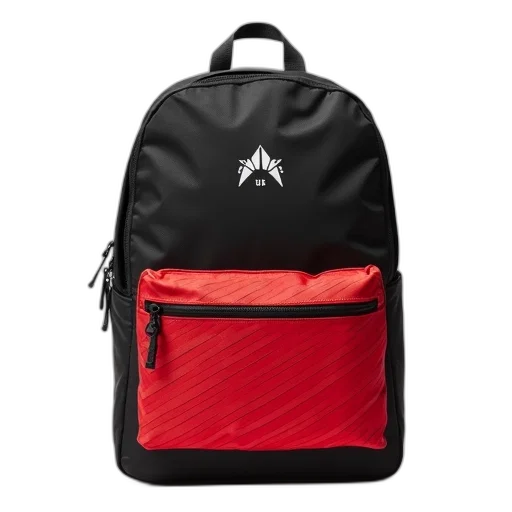 jacket, black, red, backpack transparent PNG cut-out