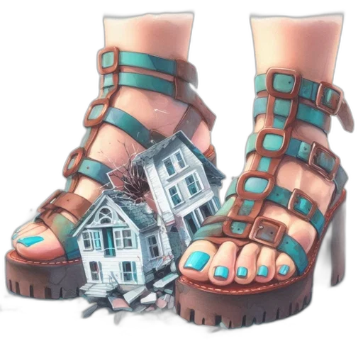 shoes, concept art, 3d render, watercolor transparent PNG cut-out