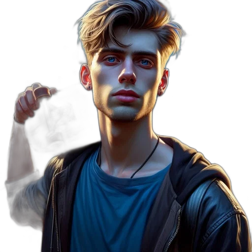 jacket, face, hair, weapon transparent PNG cut-out