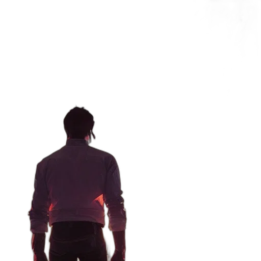 jacket, staff, robot, creature transparent PNG cut-out
