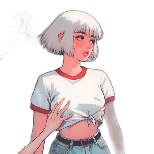 jacket, dress, staff, hair transparent PNG cut-out