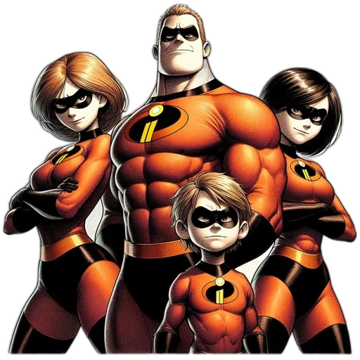 comic book art, concept art, cartoon, incredibles transparent PNG cut-out