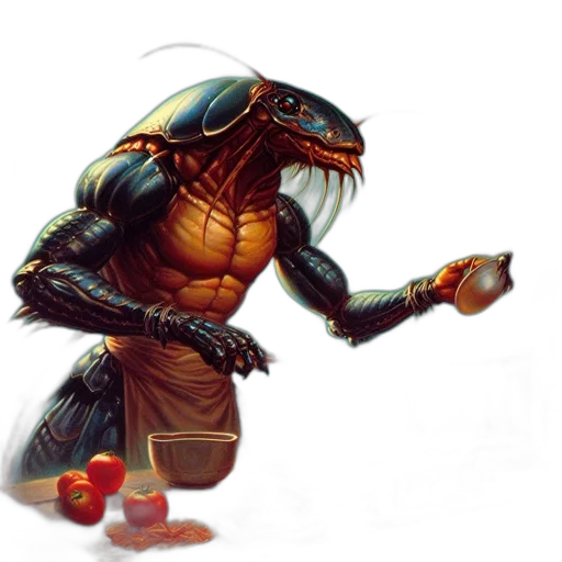 robot, dragon, creature, staff transparent PNG cut-out