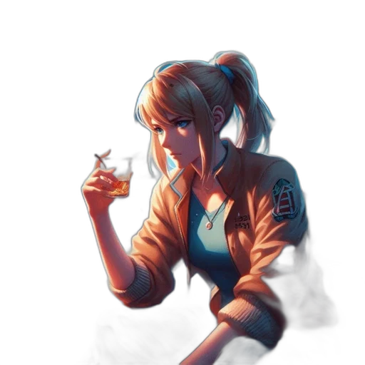 jacket, staff, weapon, face transparent PNG cut-out