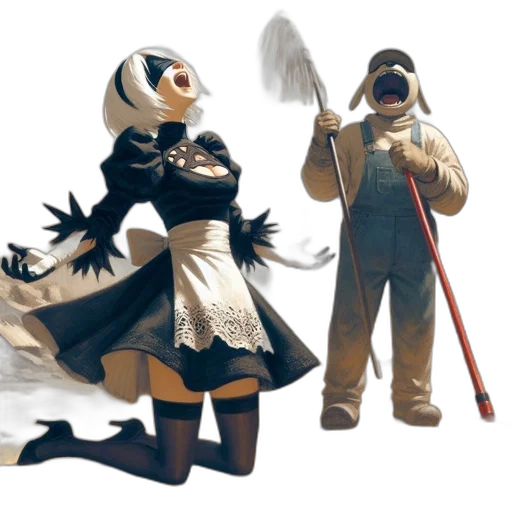 mask, staff, robot, concept art transparent PNG cut-out