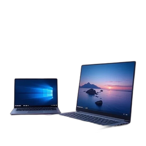 3d render, three, new, laptops transparent PNG cut-out