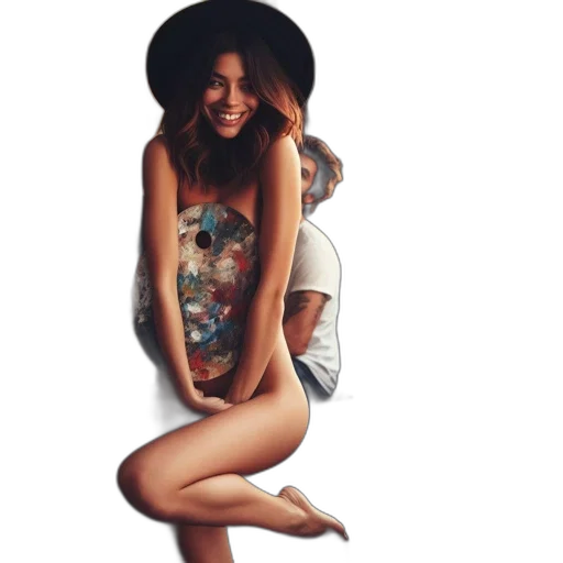 hat, dress, photorealistic, pixel art transparent PNG cut-out