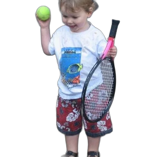 child, holds, tennis, racket transparent PNG cut-out