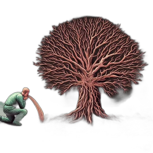 tree, hair, concept art, 3d render transparent PNG cut-out