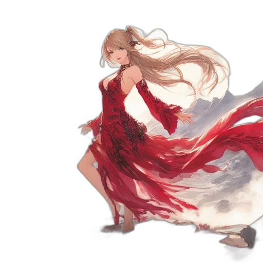 dress, hair, dragon, sword transparent PNG cut-out