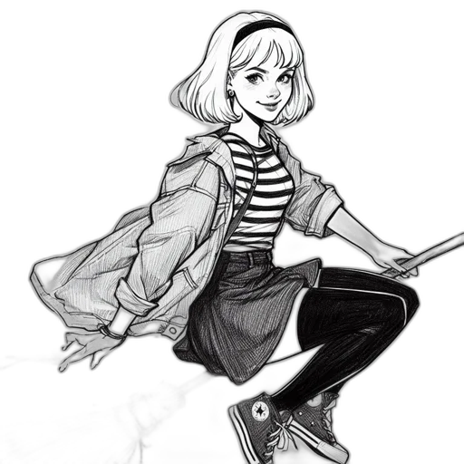jacket, dress, staff, creature transparent PNG cut-out