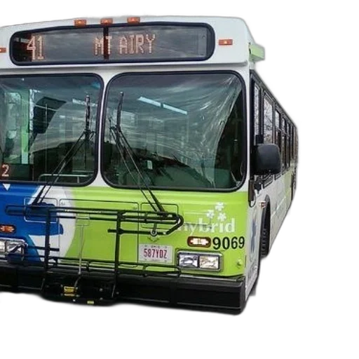 green, white, bus, number transparent PNG cut-out