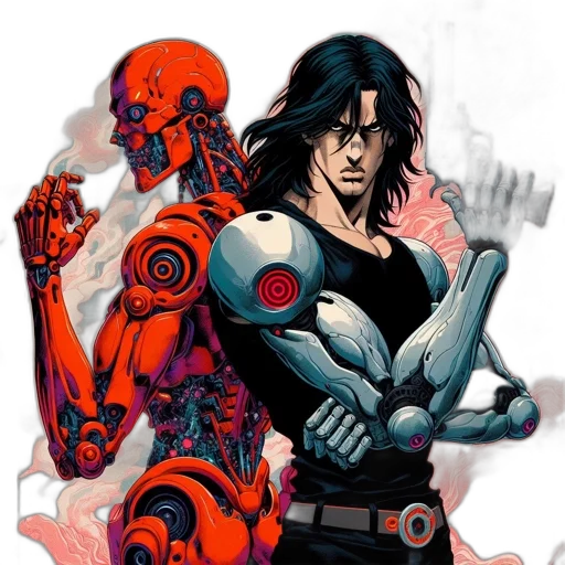 robot, comic book art, concept art, cyberpunk transparent PNG cut-out