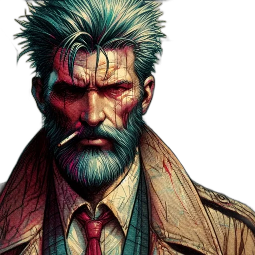 comic book art, cyberpunk, concept art, red transparent PNG cut-out