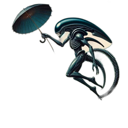 umbrella, creature, staff, hat transparent PNG cut-out