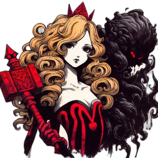hair, staff, crown, comic book art transparent PNG cut-out
