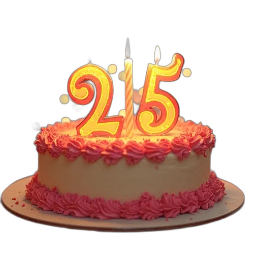 3d render, 25th, birthday, postcard transparent PNG cut-out