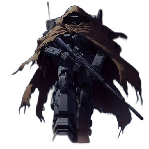 weapon, jacket, mask, staff transparent PNG cut-out