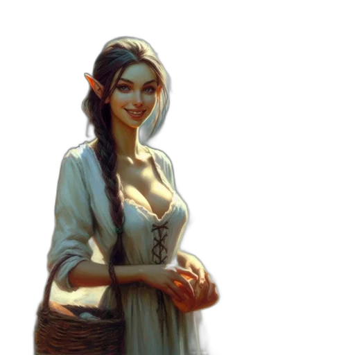 staff, dress, face, jewelry transparent PNG cut-out