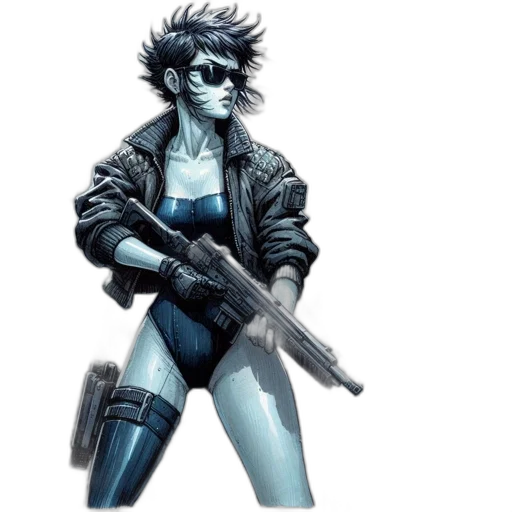 jacket, weapon, cyberpunk, concept art transparent PNG cut-out