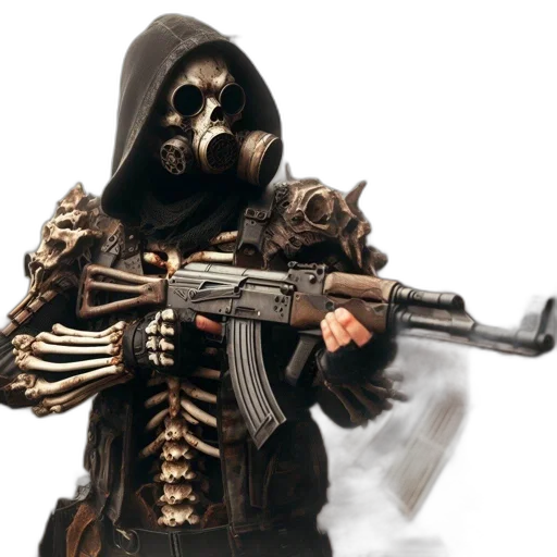 mask, weapon, jacket, concept art transparent PNG cut-out
