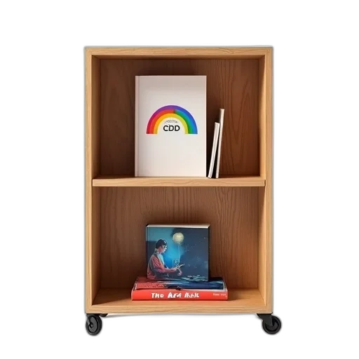 furniture, 3d render, wooden, bookshelf transparent PNG cut-out