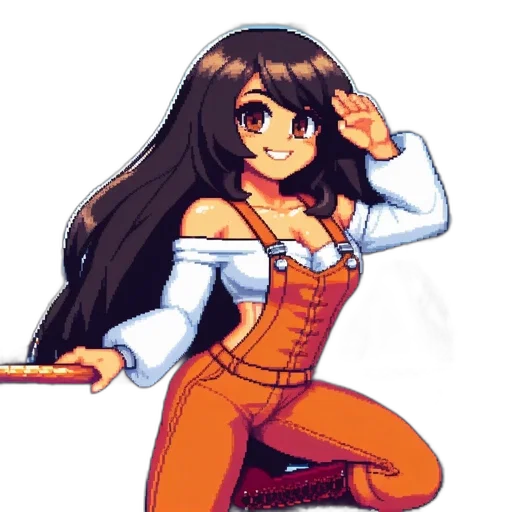 staff, pixel art, anime, cartoon transparent PNG cut-out
