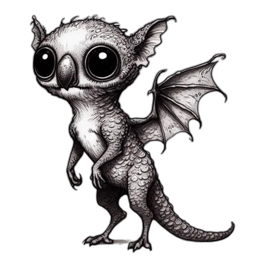 dragon, creature, animal, staff transparent PNG cut-out