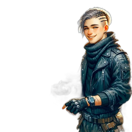 jacket, dragon, staff, fantasy art transparent PNG cut-out