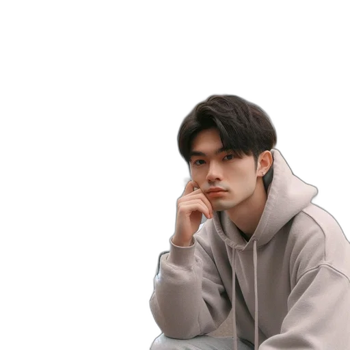 jacket, face, creature, staff transparent PNG cut-out