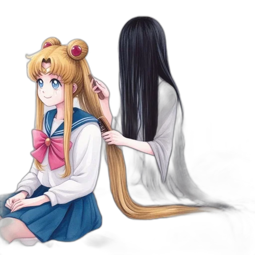 hair, dress, creature, staff transparent PNG cut-out