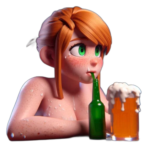 bottle, 3d render, pixel art, concept art transparent PNG cut-out