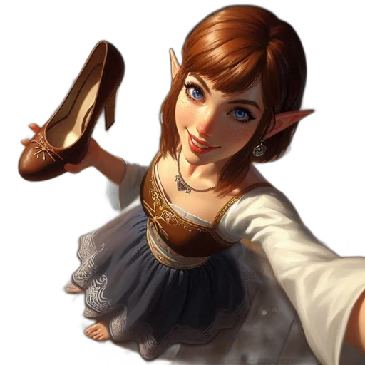 shoes, dress, face, staff transparent PNG cut-out