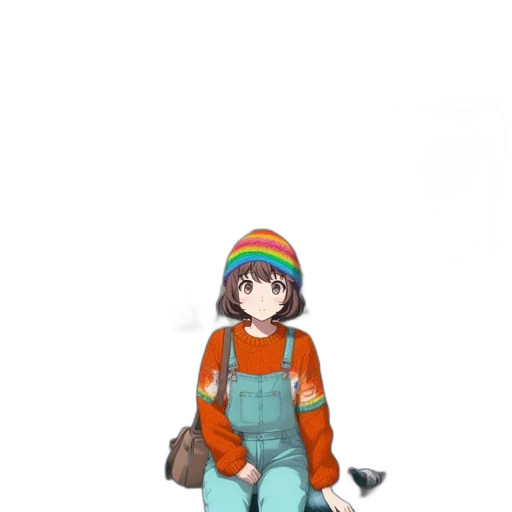 jacket, staff, hat, creature transparent PNG cut-out