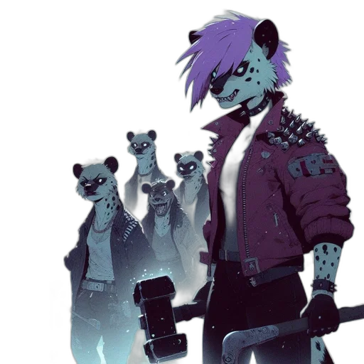 jacket, staff, concept art, cyberpunk transparent PNG cut-out