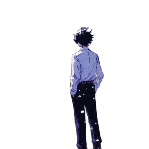 jacket, staff, robot, creature transparent PNG cut-out