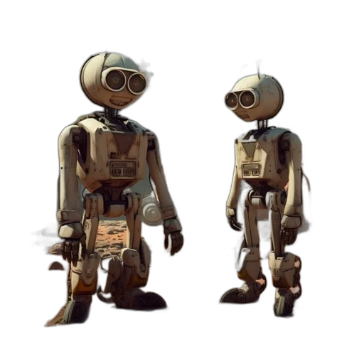 robot, concept art, 3d render, pixel art transparent PNG cut-out