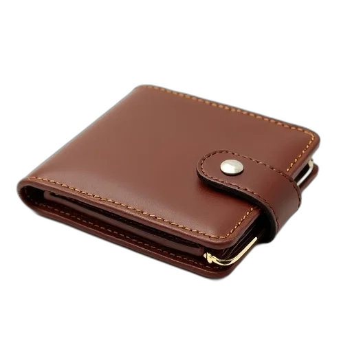 brown, leather, wallet, silver transparent PNG cut-out