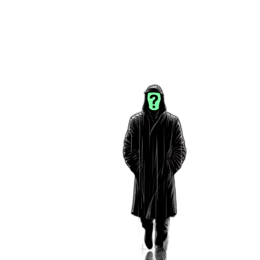 jacket, mask, staff, creature transparent PNG cut-out