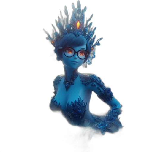 creature, crown, staff, 3d render transparent PNG cut-out