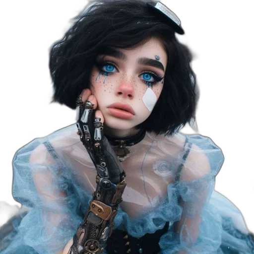 robot, dress, face, creature transparent PNG cut-out