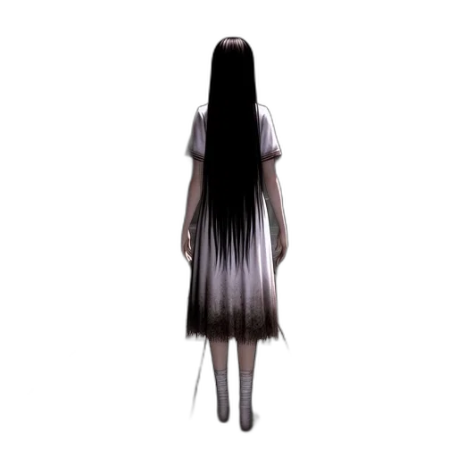 dress, hair, creature, staff transparent PNG cut-out