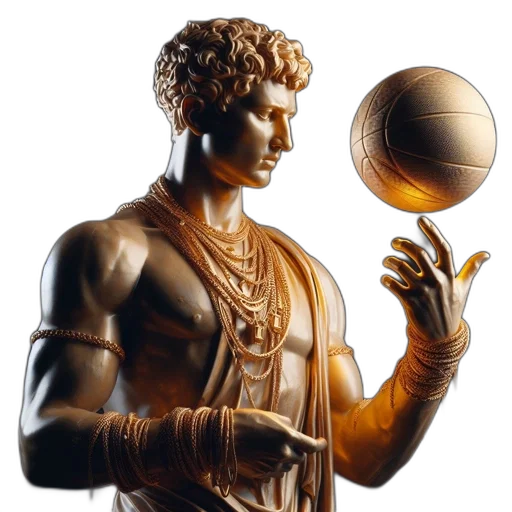 photorealistic, golden, statue, profiled transparent PNG cut-out