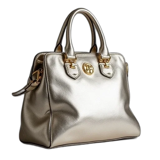 photorealistic, earth tones, silver, handbag transparent PNG cut-out