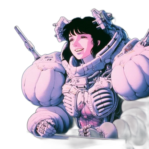 robot, weapon, creature, vaporwave transparent PNG cut-out