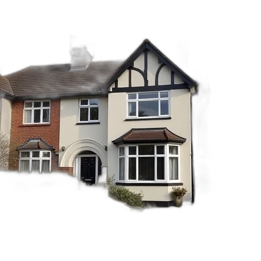 3d render, bedrooms, semi, house transparent PNG cut-out