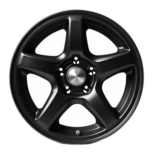 car, 3d render, black, five-spoke transparent PNG cut-out