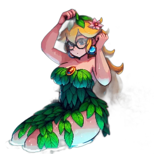 dress, crown, creature, staff transparent PNG cut-out